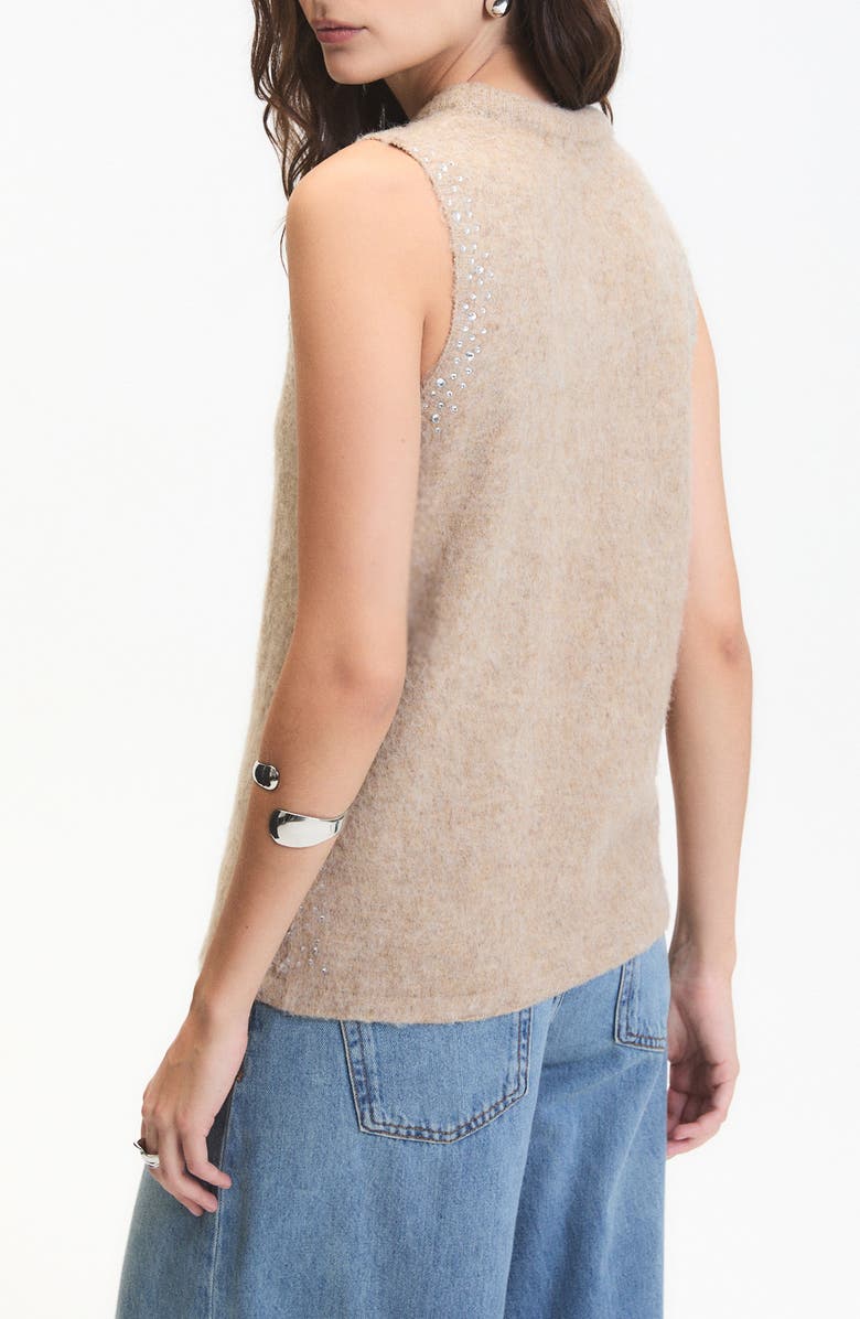 DELUC Myles Rhinestone Embellished Sweater Vest, Alternate, color, Beige