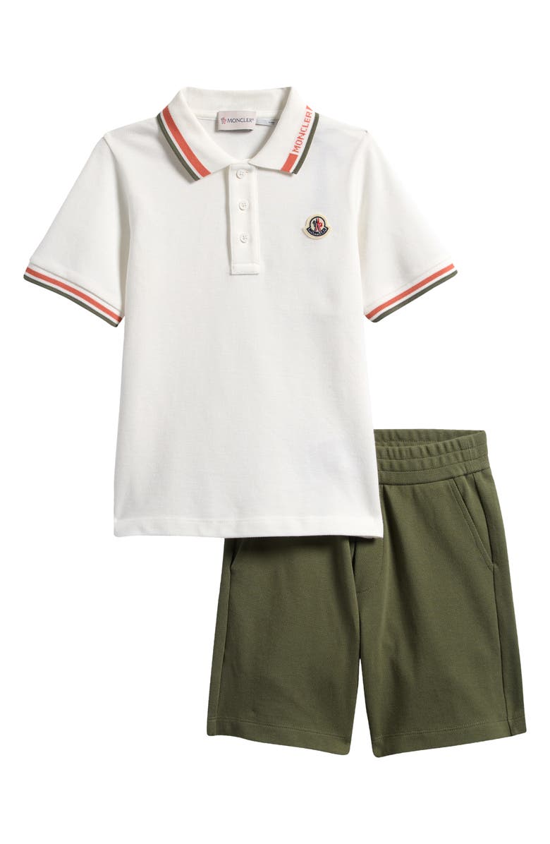 Moncler Kids' Logo Patch Cotton Piqué Polo & Shorts Set, Main, color,