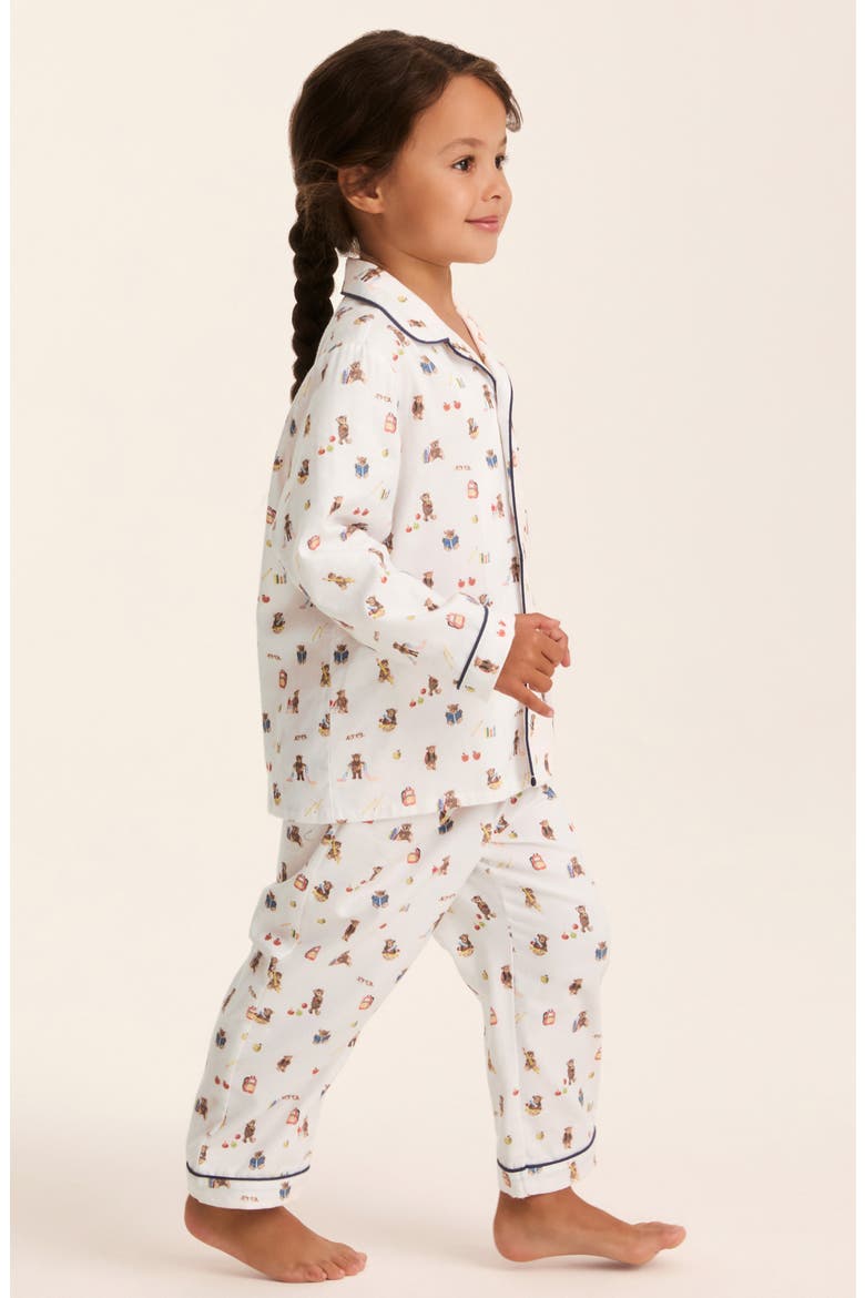 Contrast Piping Cotton Blend Pajamas, Alternate, color, MEDIUM BROWN