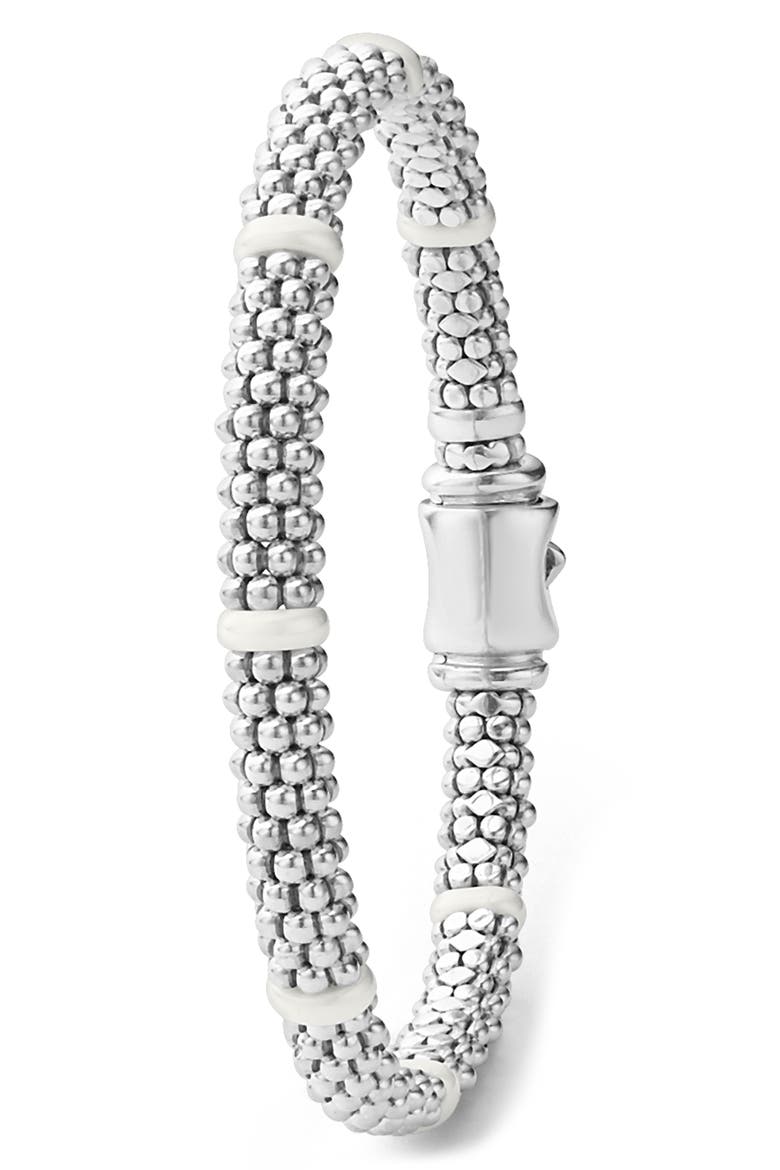 White Caviar Ceramic Station Bracelet, Alternate, color, WHITE