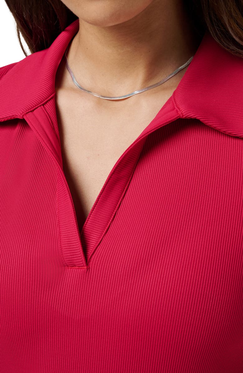 TravisMathew Moveknit Rib V-Neck Polo, Alternate, color, Persian Red