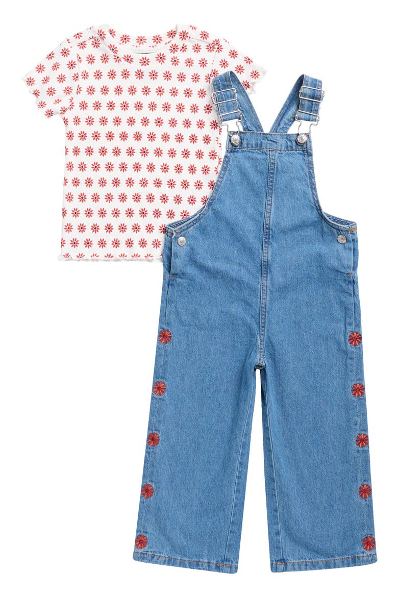 Kids' 2-Piece Denim Wide Leg Overall Set, Main, color, MEDIUM BLUE