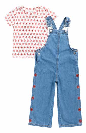 Kids' 2-Piece Denim Wide Leg Overall Set