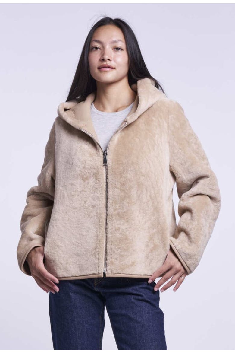Cropped Shearling Jacket, Main, color, BEIGE