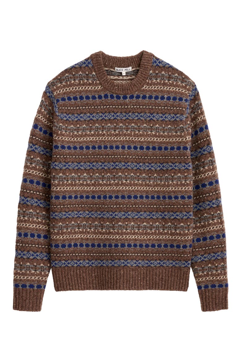 Fair Isle Donegal Crewneck Sweater, Alternate, color, BROWN MULTI