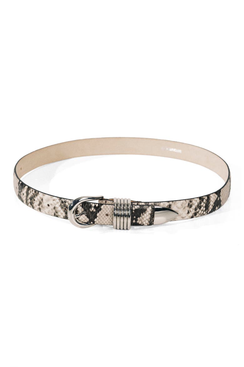 Hollyhock Snake Print Leather Belt, Main, color, IVORY/ BROWN SNAKESKIN/ SILVER