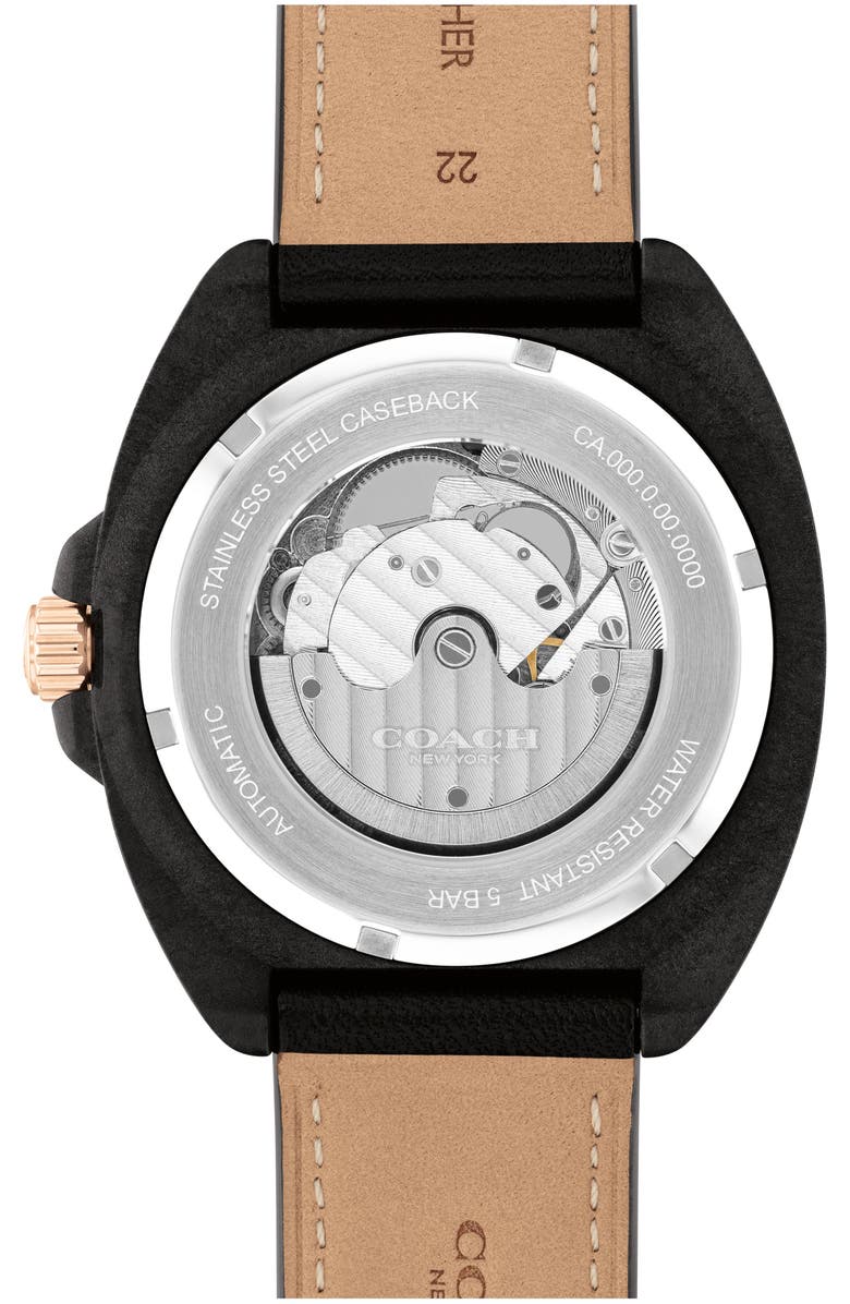 COACH Charter Leather Strap Watch, 44.5mm, Alternate, color, 