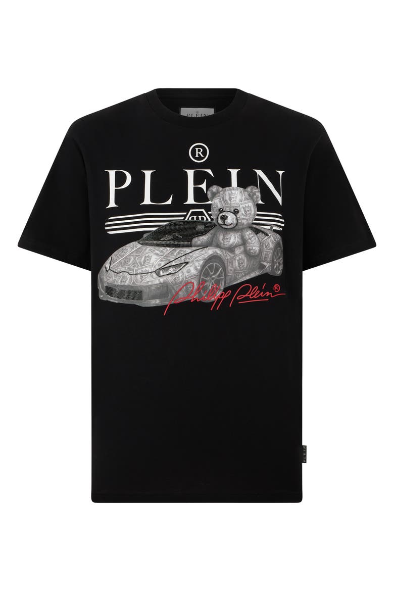Round Neck T-Shirt Teddy Car Stones Men, Main, color, black