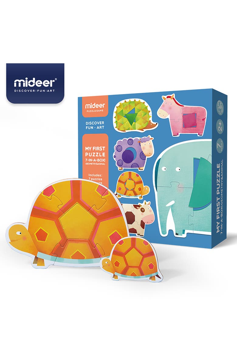 MiDeer My First Animal Puzzle with 7 Illustrated Animals Preschool Learning 32 Piece Jigsaw Floor Puzzle, Main, color, Multicolored