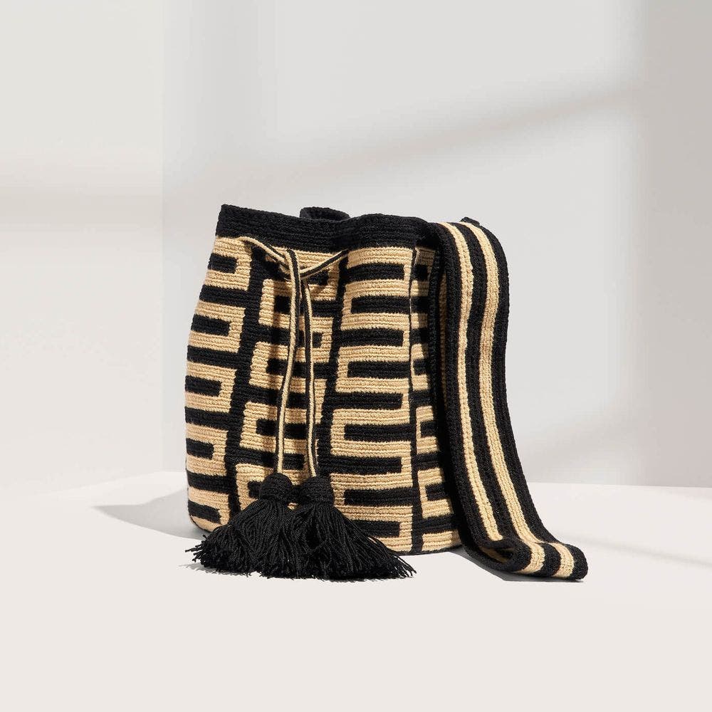 One Thread Collective Remi Bag, Main, color, Black + Beige