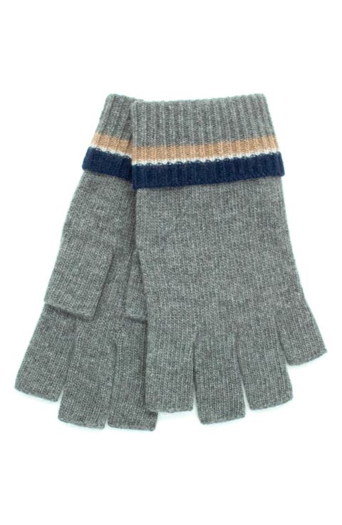 Mini Stripe Fingerless Cashmere Gloves