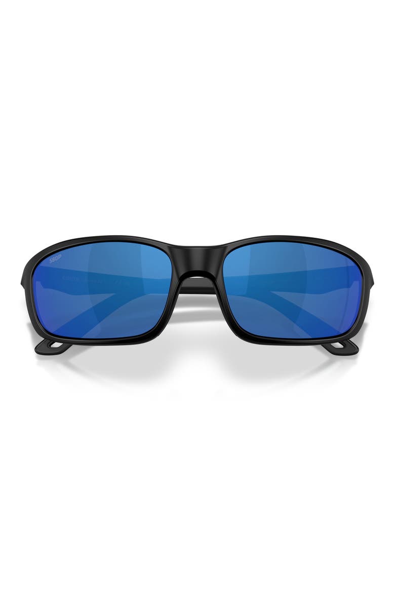 Brine II 59mm Polarized Rectangular Sunglasses, Alternate, color, MATTE BLACK / BLUE MIRROR