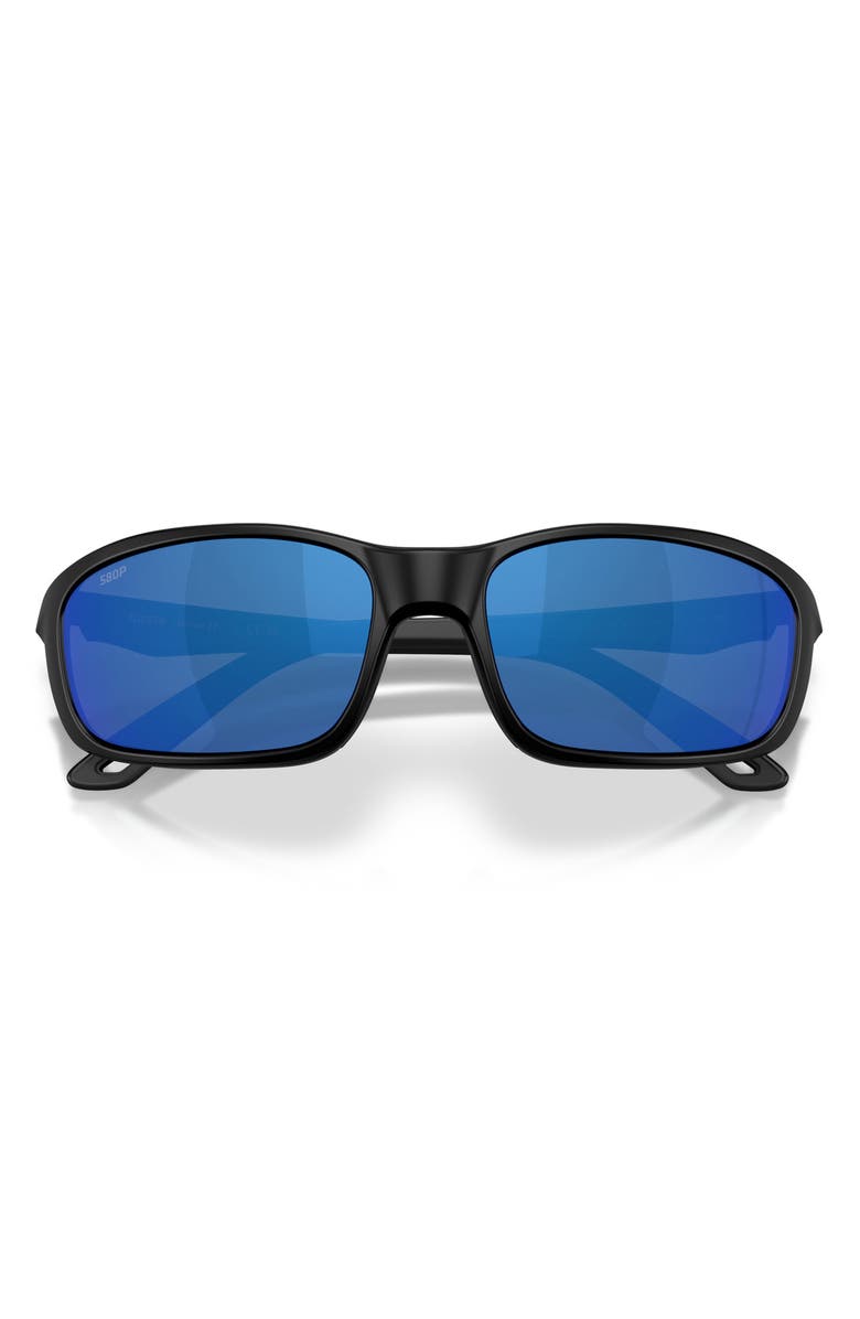Costa Del Mar Brine II 59mm Polarized Rectangular Sunglasses, Alternate, color, Matte Black / Blue Mirror