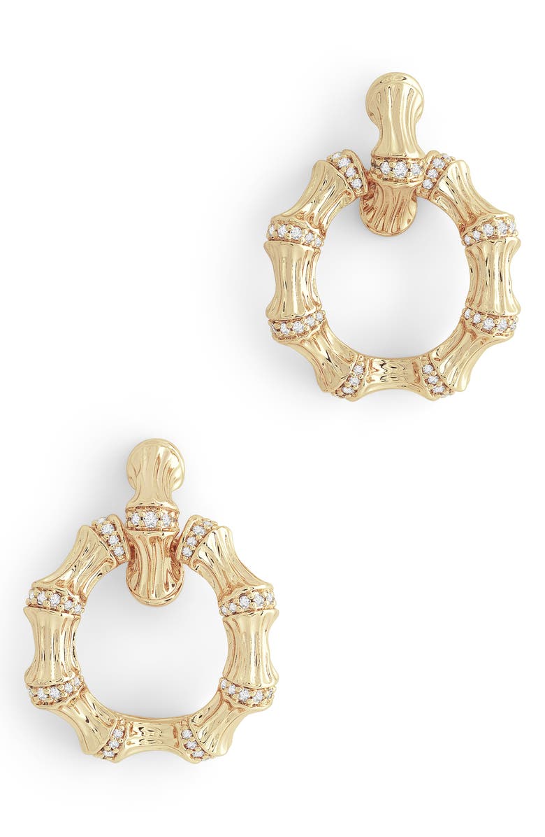 Anabel Aram Jewelry Bamboo Double Hoop Earrings, Alternate, color, Gold