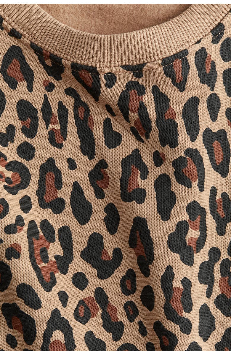 H&M Sweatshirt Dress, Alternate, color, Beige/Leopard Print