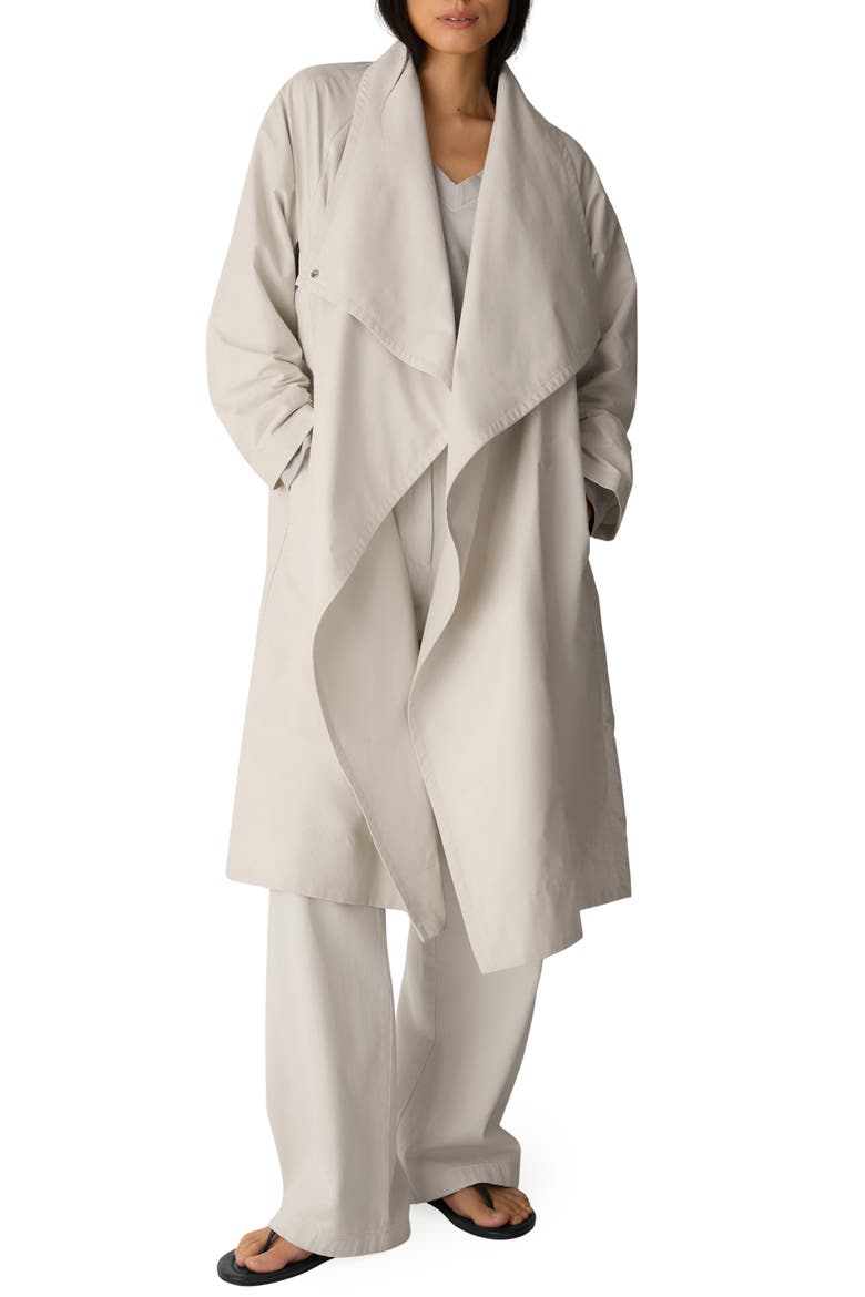 High Drape Neck Coat, Main, color, PALE STRIPE