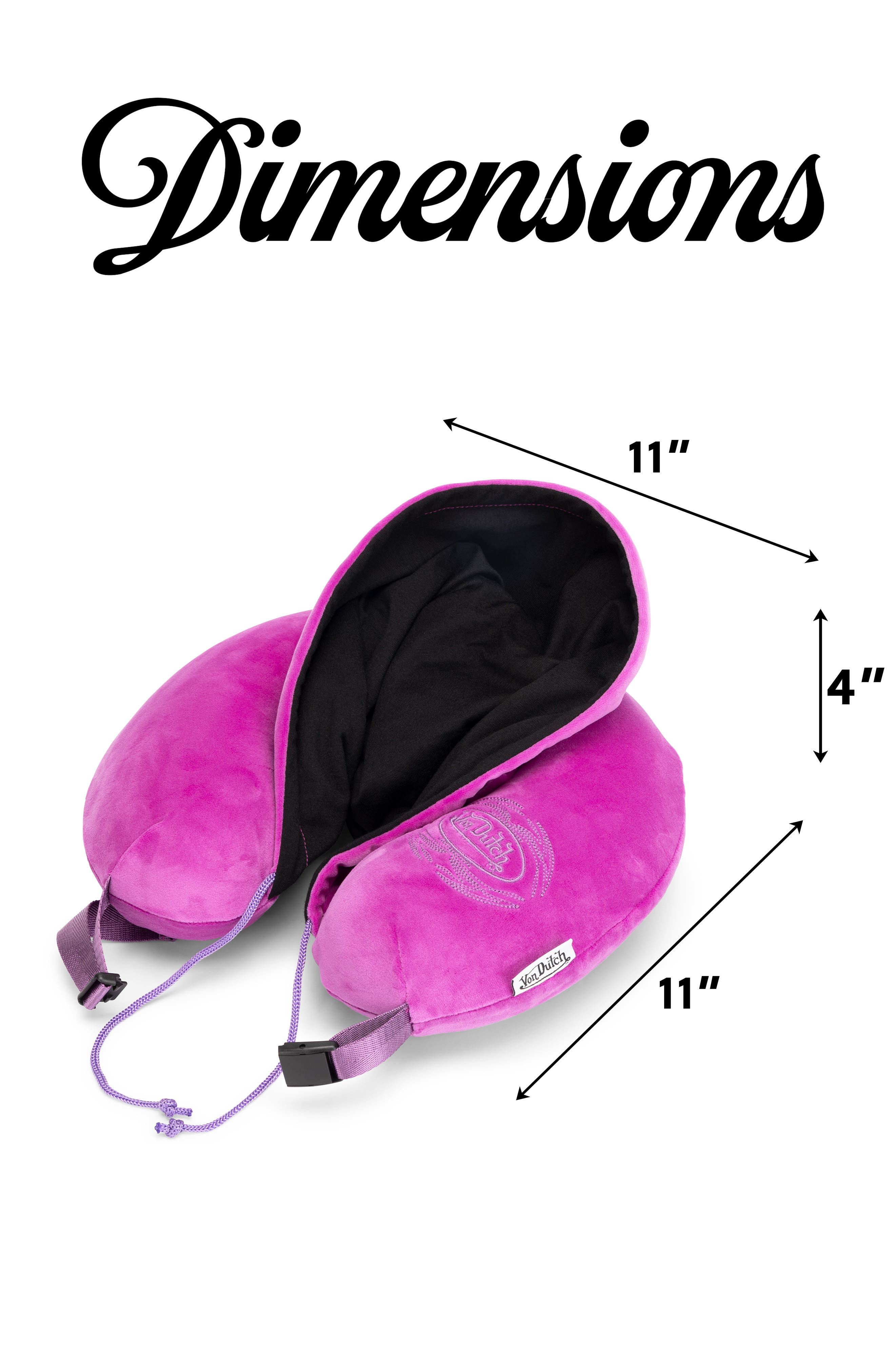 Von Dutch Pinstripe Hooded Memory Foam Travel Neck Pillow, Alternate, color, Purple