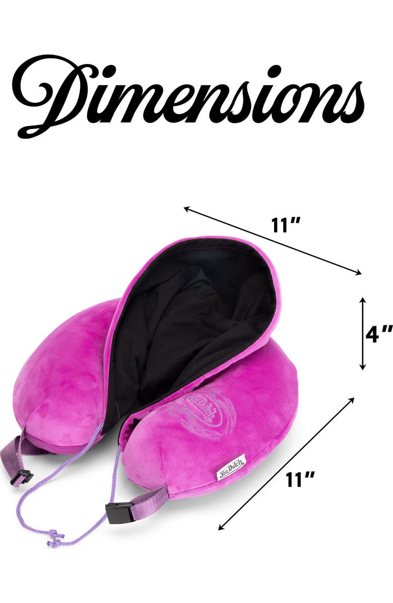 Von Dutch Pinstripe Hooded Memory Foam Travel Neck Pillow, Alternate, color, Purple