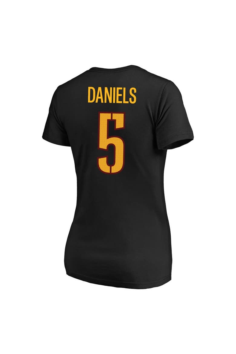 Women's Jayden Daniels Black Washington Commanders Plus Size Fair Catch Name & Number Scoop Neck T-Shirt, Alternate, color, Black