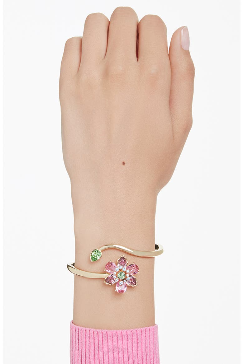 Idyllia Crystal Flower Open Bangle, Alternate, color, MULTICOLORED