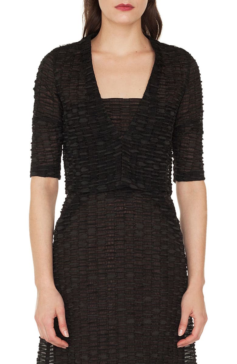 Akris Organza Ribbon Stripe Crop Jacket, Main, color, 