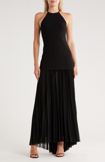 A.l.c Lana Crepe And Pleated Chiffon Maxi Dress In Black