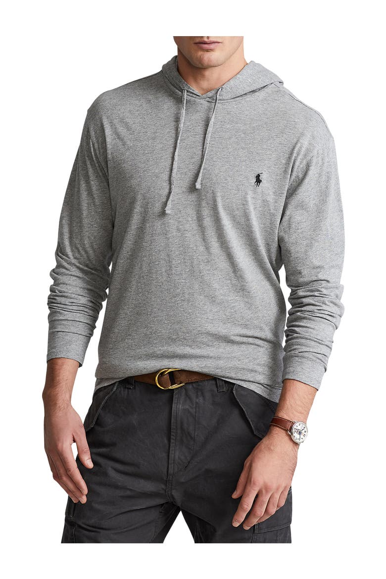 Big & Tall Jersey Hooded Long-Sleeve T-Shirt, Main, color, DARK VINTAGE HEATHER