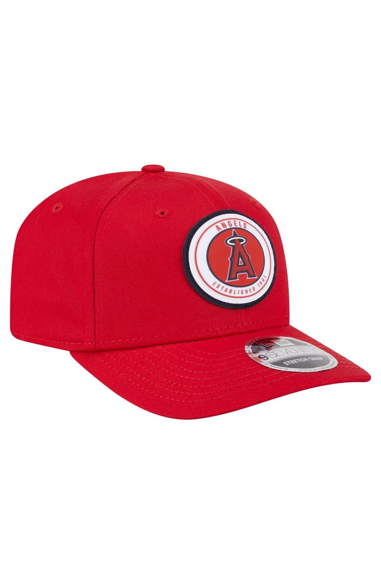 New Era Men's New Era Red Los Angeles Angels Circle Patch 9SEVENTY Stretch-Snap Hat, Alternate, color, Red