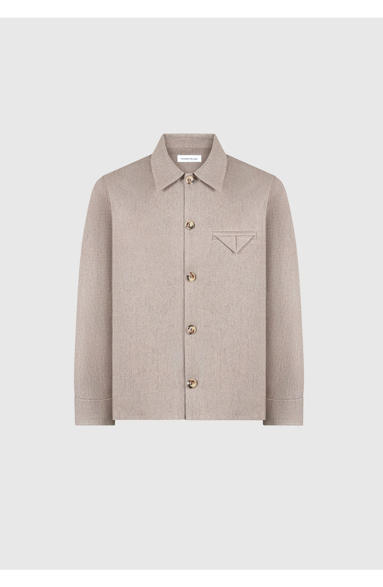 Manière De Voir Leo Textured Tailored Long Sleeve Overshirt, Alternate, color, Taupe