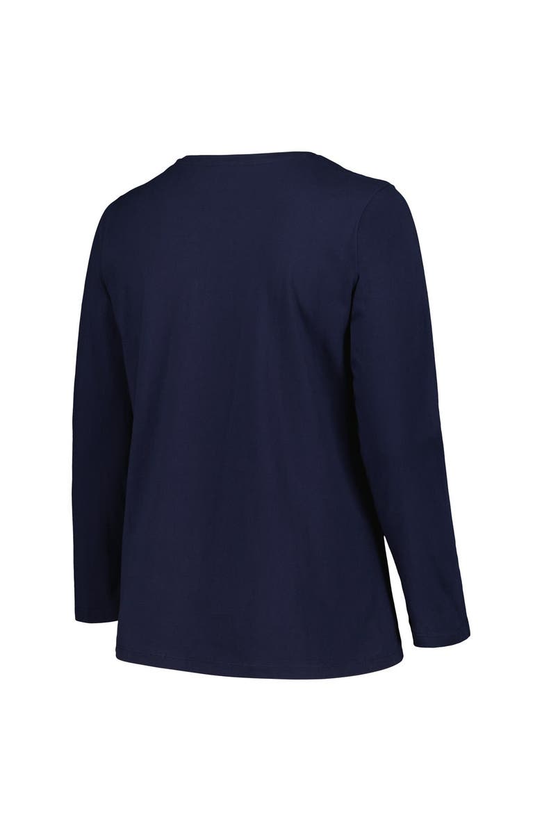 PROFILE Women's Profile Navy West Virginia Mountaineers Plus Size Arch Over Logo Scoop Neck Long Sleeve T-Shirt, Alternate, color, 