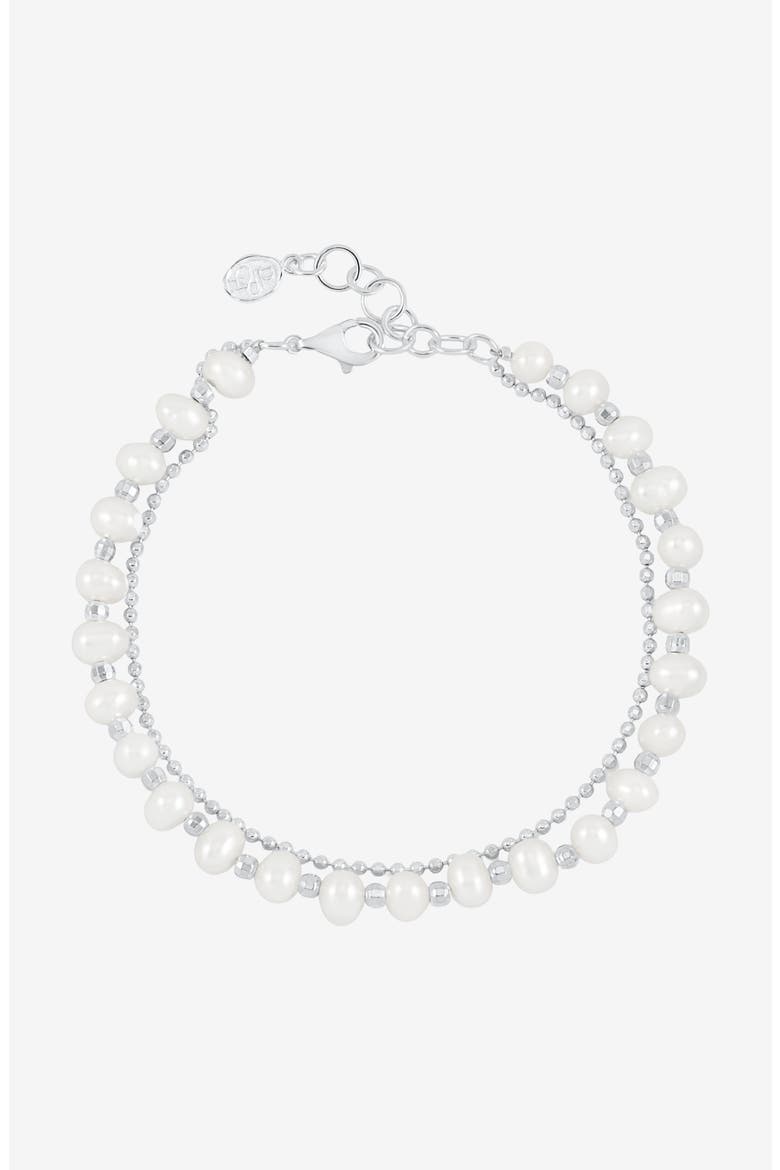 White Freshwater Timeless Pearl Bracelet, Main, color, Sterling Silver