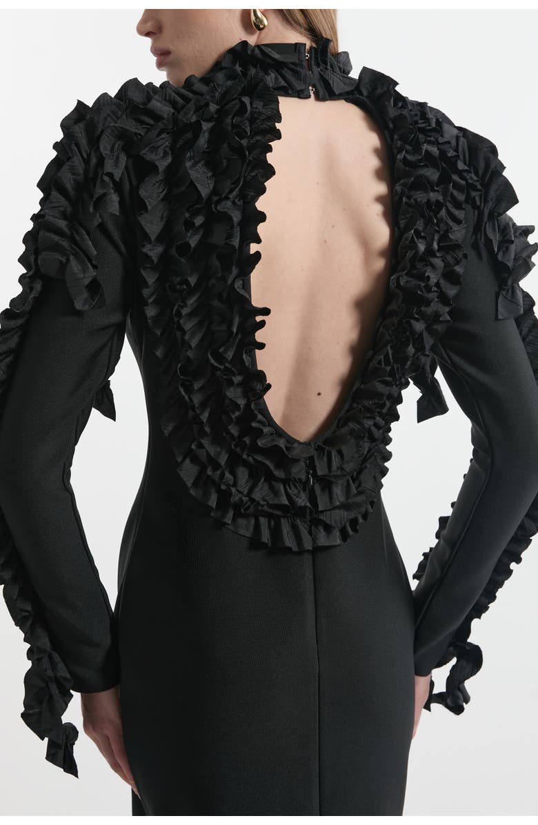 Karen Millen Bandage Rosette Midi Dress, Alternate, color, Black