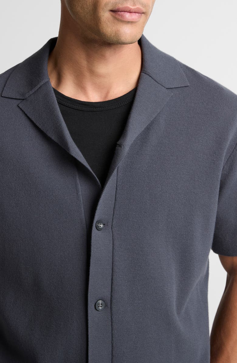 Vince Milano Knit Cabana Short Sleeve Button-Up Shirt, Alternate, color, Studio