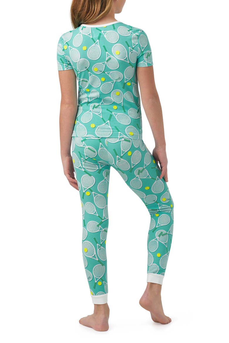 Kids' Print Fitted Stretch Organic Cotton Two-Piece Pajamas, Alternate, color, TENNIS CLUB