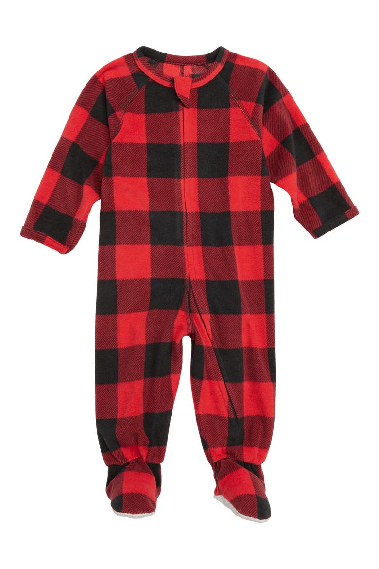 Plaid One-Piece Pajamas, Main, color, RED BLOOM LARGE BUFFALO CHECK