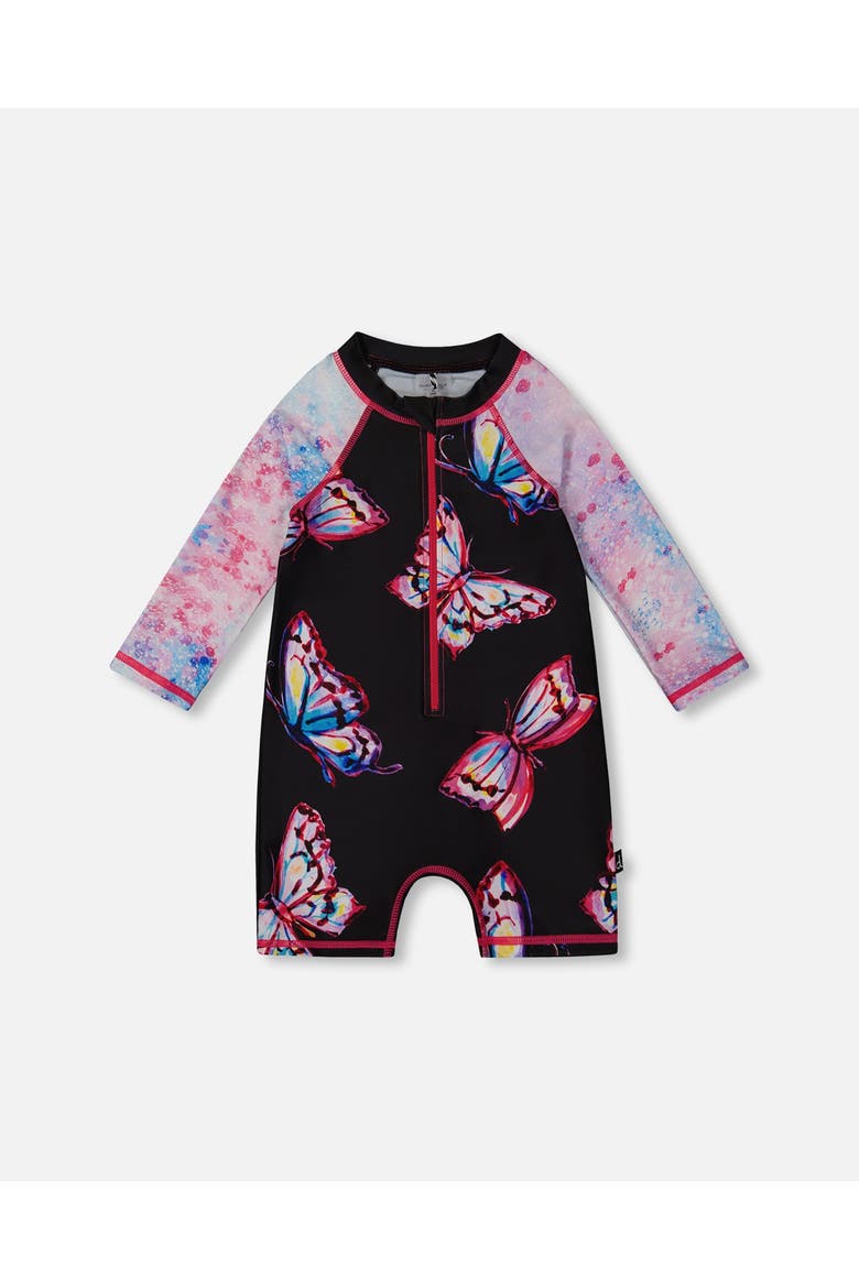 Deux par Deux Little Girl's Printed Long Sleeve One-Piece Rashguard ...