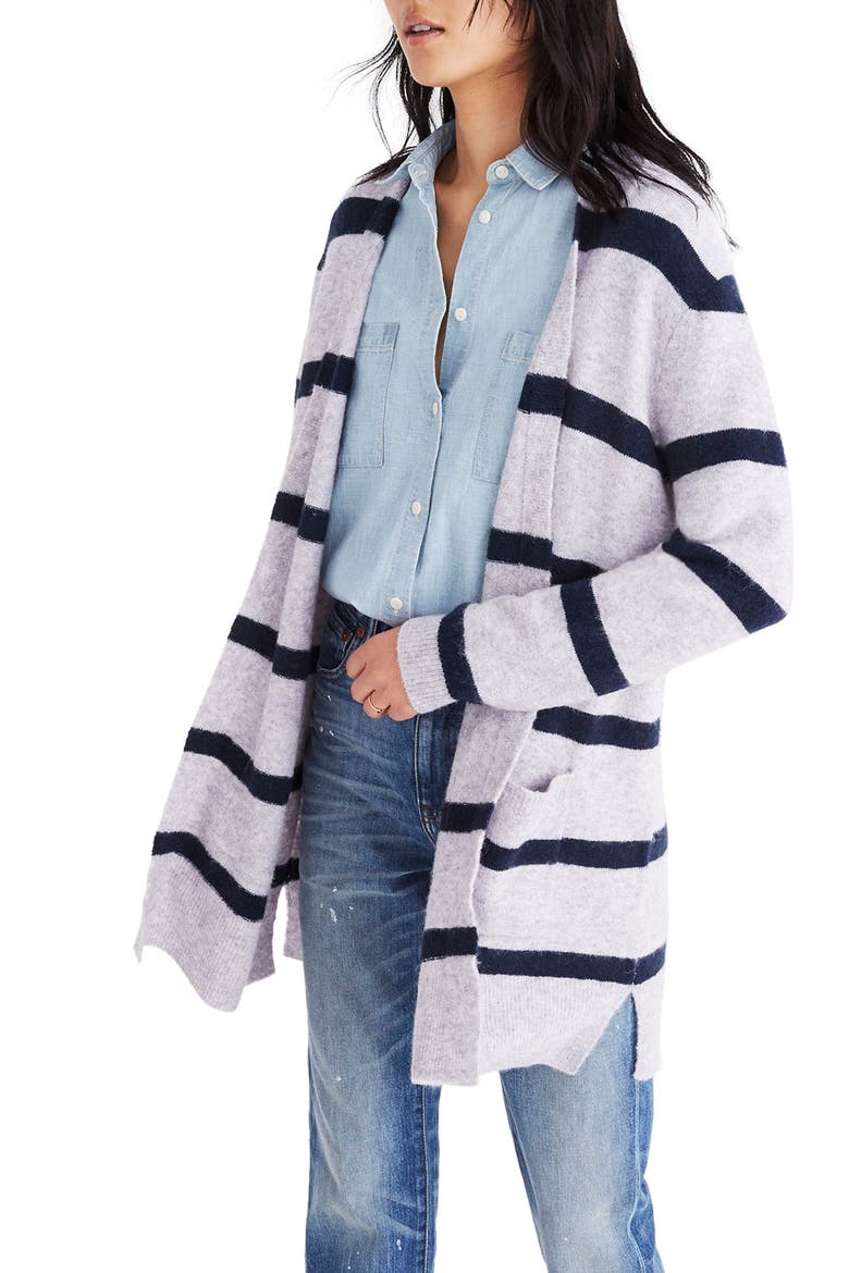 Kent Stripe Cardigan, Alternate, color, HEATHER AMETHYAST