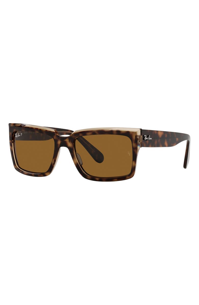 Ray-Ban Inverness 54mm Polarized Pillow Sunglasses, Alternate, color, Havana On Brown / Brown
