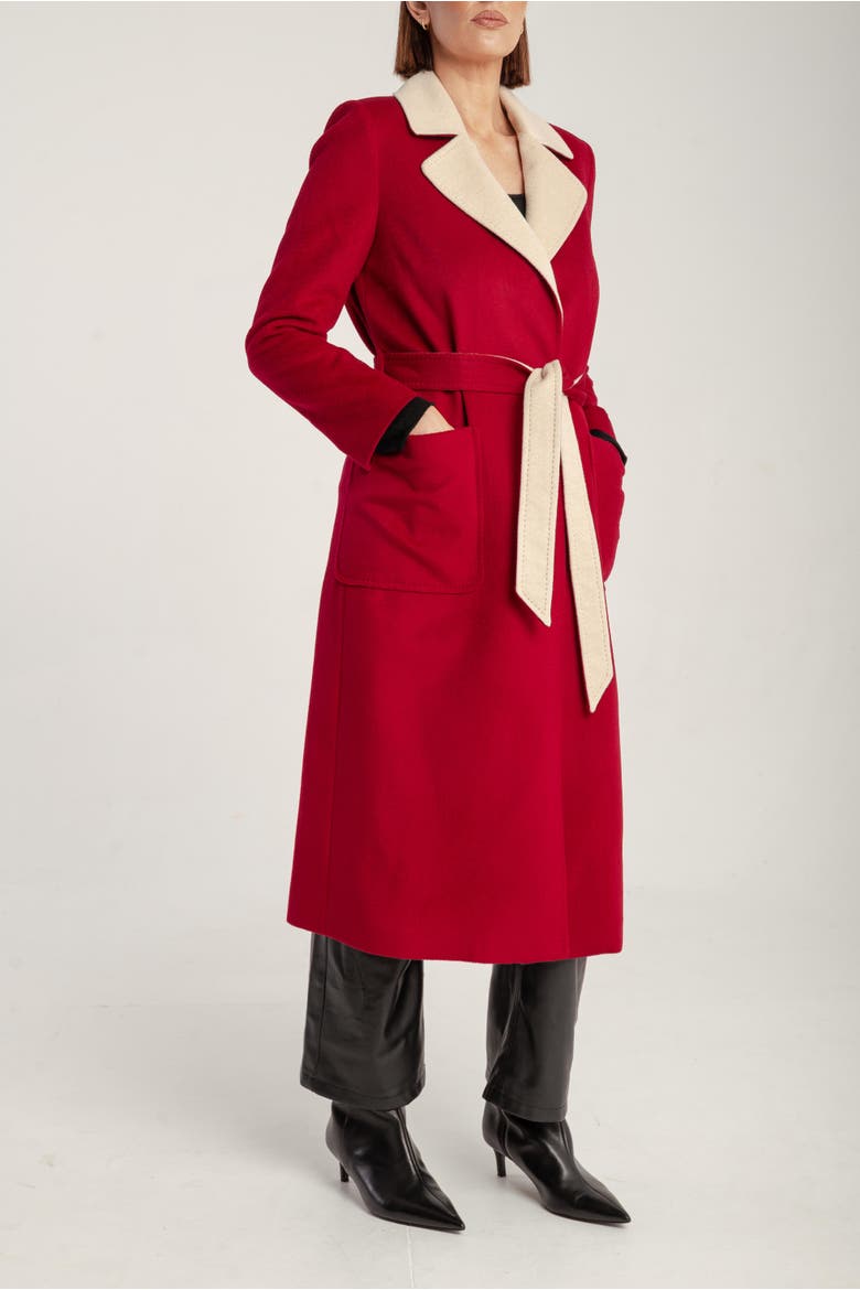 Cashmere Belted Wrap Coat, Alternate, color, V2_bordeaux_cream
