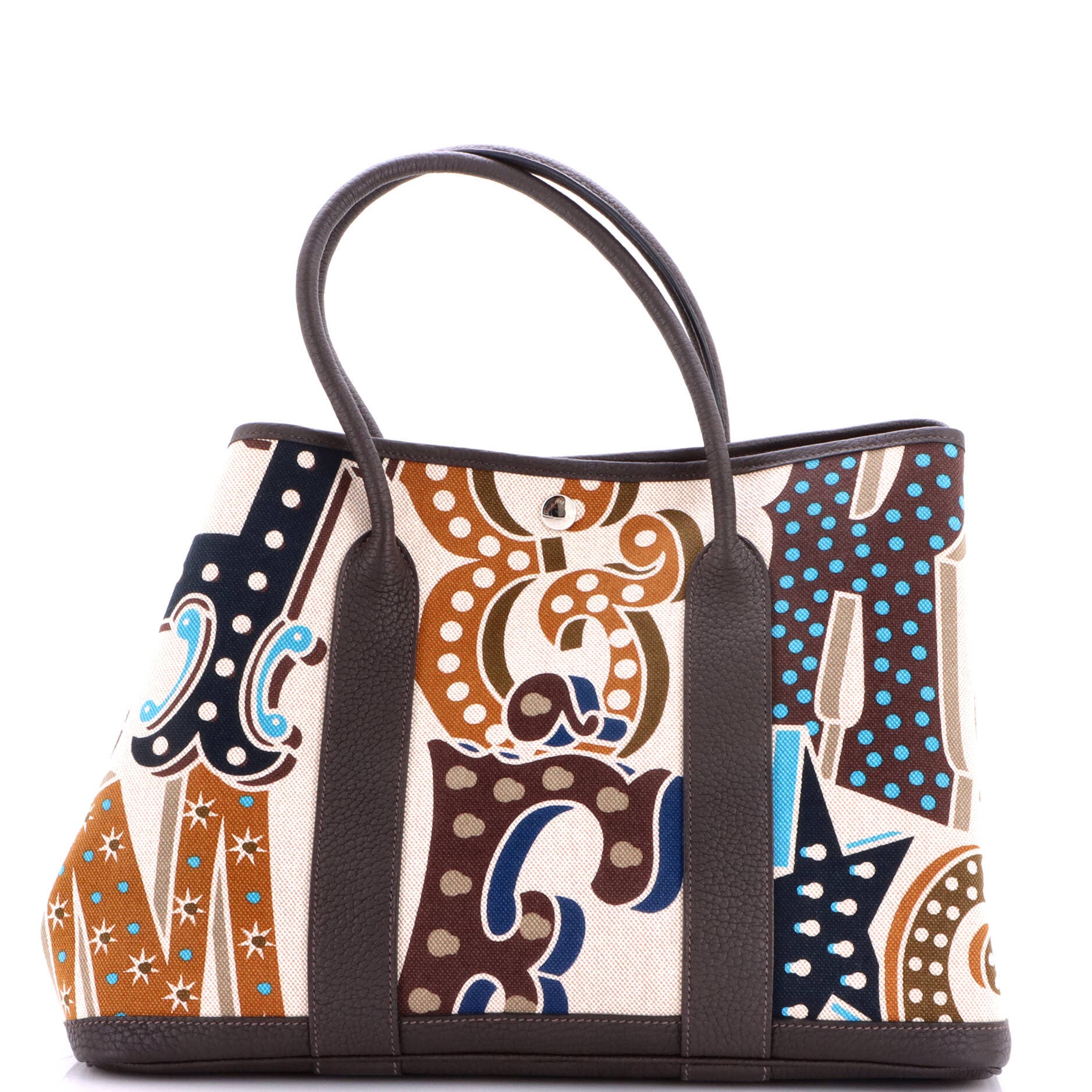 Electrique Garden Party Tote Printed Toile and Leather 36, Main, color, Brown