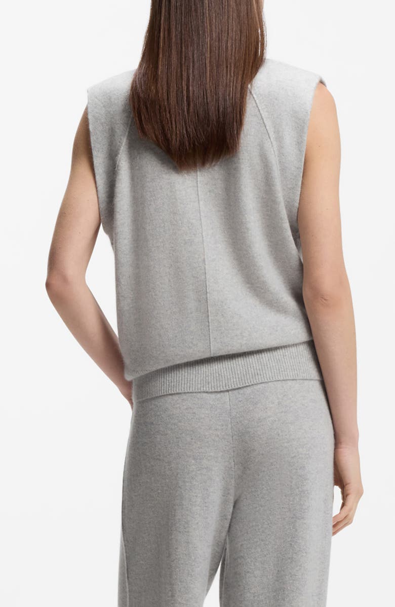 BOSS Futrani Cashmere Mock Neck Sleeveless Sweater, Alternate, color, Pebble Melange