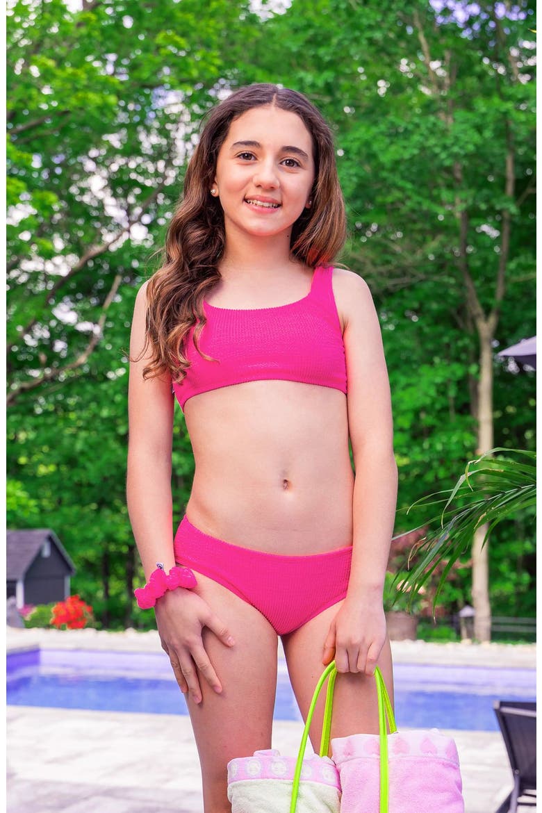 Crinkle Bikini Swimsuit, Alternate, color, Pink