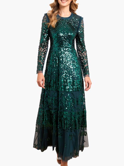 Aurora Long Sleeve Round Neck Gown