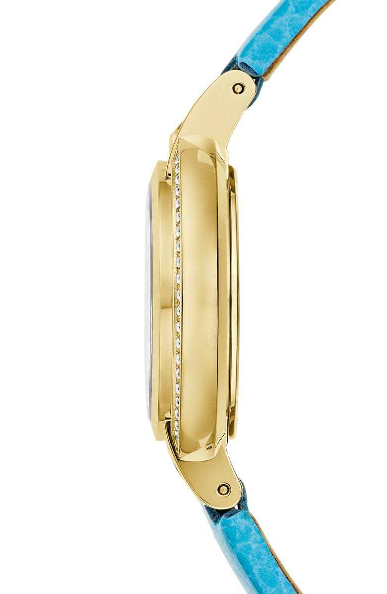 BULOVA Rubaiyat Reconstituted Turquoise Leather Strap Watch, 30.5mm, Alternate, color, Blue