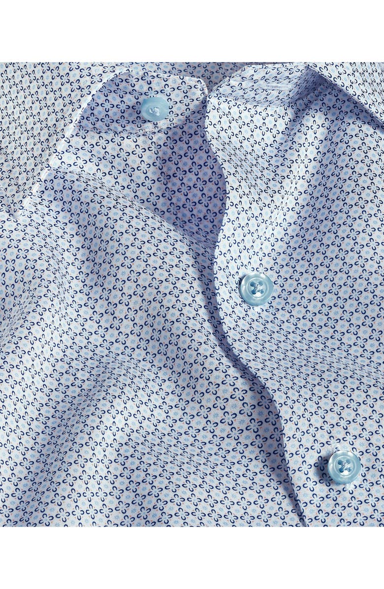 David Donahue Floral Print Lyocell Short Sleeve Shirt, Alternate, color, White/ Navy