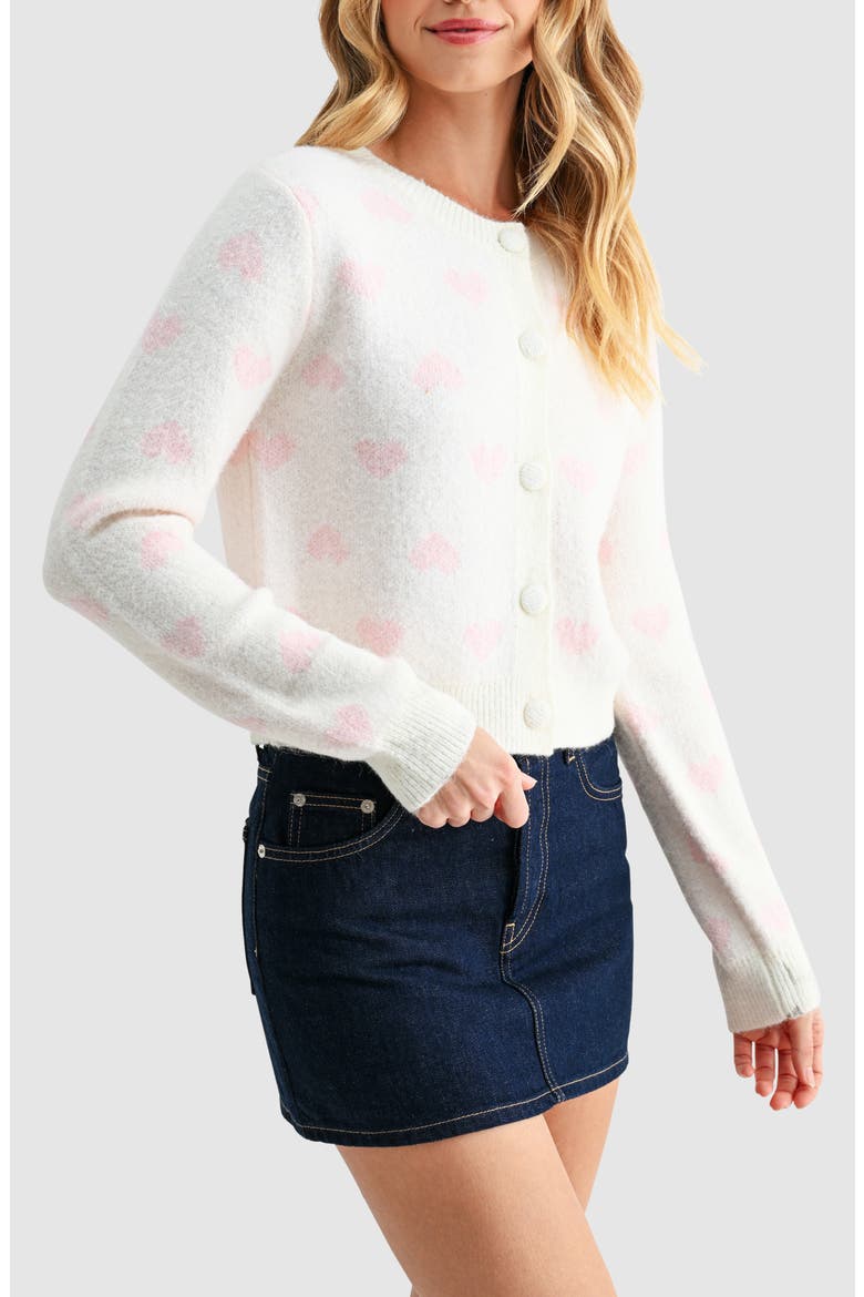 Heart Jacquard Cardigan, Alternate, color, WHITE PINK