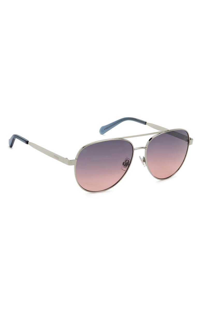 Fossil 58mm Gradient Pilot Sunglasses, Alternate, color, Ruthenium/ Grey Fuchsia