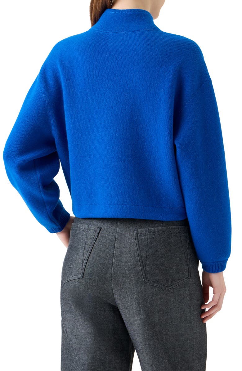 Akris Piqué Knit Cashmere Crop Zip-Up Cardigan, Alternate, color, Royal Blue