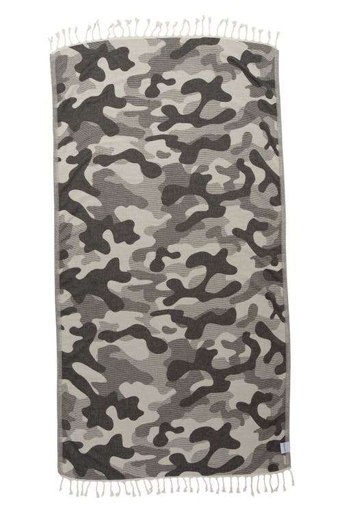 InfuseZen Camo Print Organic Sand Resistant Reversible Turkish Towel in Black  product