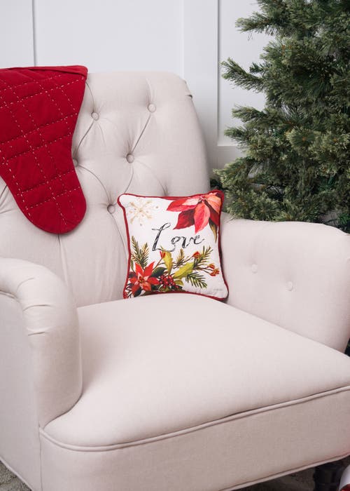 C & F Home C&f Home Love Poinsettia Small/petite Christmas Accent Pillow, 10" X 10" In Red